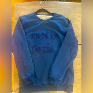 Men’s Large Cuisse De Grenouille Blue Sweatshirt- Surf in Paris